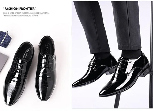 Elegant Oxford Leather Shoes for Men - Breathable and Comfortable Formal Flats for Office, Weddings, and Daily Wear - Perfect Plus Size Business Footwear with Pointed Toe Design